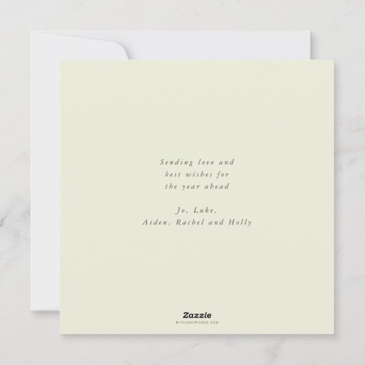 Cream Round/Square Snowberry+Eucalyptus Photo Feestdagenkaart (Achterkant)