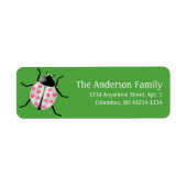 Cream & Roze Ladybug Cute Adresetiketten Etiket (Voorkant)