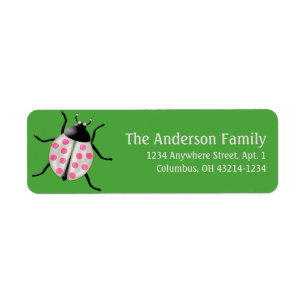 Cream & Roze Ladybug Cute Adresetiketten Etiket