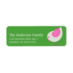 Cream & Roze Little Birdie 4 Chic Adresetiketten Etiket
