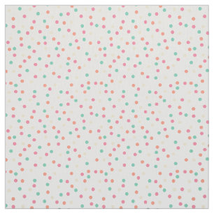 Cream, roze, Oranje, geel, groene pooldots Stof