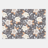 Cream Rozen Autumn Herfst Berries Floral Grey Mix Inpakpapier Vel (Voorkant)