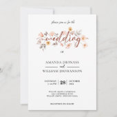 Cream Rozen Botanical Pampas Grass Boho Wedding Kaart (Voorkant)