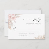 Cream Rozen Botanical Pampas Grass Boho Wedding RSVP Kaartje (Voorkant)