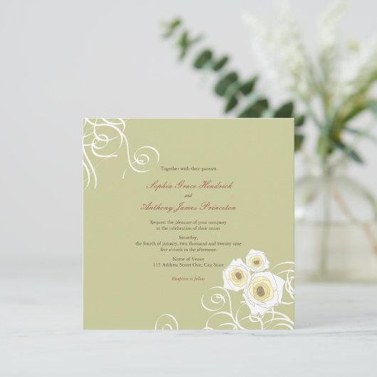 Cream Rozen en wervelingen Elegant Romantisch Brui Kaart (Staand voorkant)