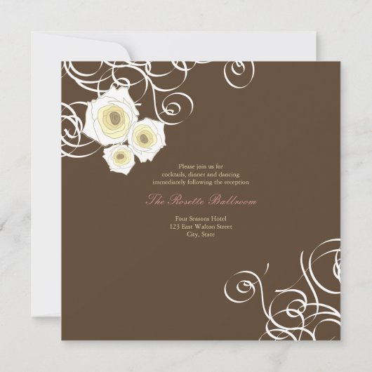 Cream Rozen en wervelingen Elegant Romantisch Brui Kaart (Achterkant)