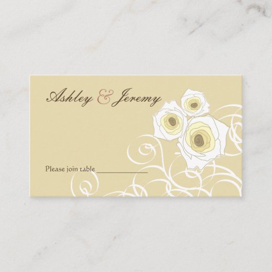 Cream Rozen en wervelingen Elegant Romantisch Brui Plaatskaartje (Voorkant)
