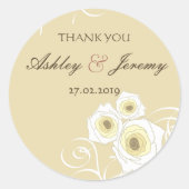 Cream Rozen en wervelingen Elegant Romantisch Brui Ronde Sticker (Voorkant)