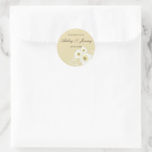 Cream Rozen en wervelingen Elegant Romantisch Brui Ronde Sticker