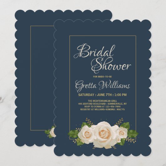 Cream Rozen Invitation Kaart (Voorkant / Achterkant)