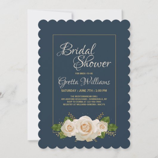 Cream Rozen Invitation Kaart (Voorkant)