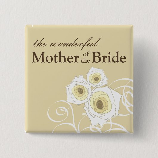 Cream Rozen Moeder van de Button van het bruidshuw (Voorkant)