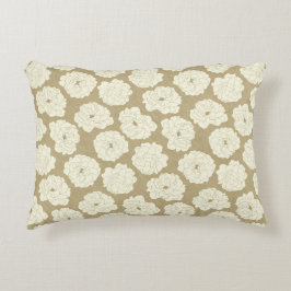 Cream-Rozen op Golden Beige - naadloos patroon. Accent Kussen