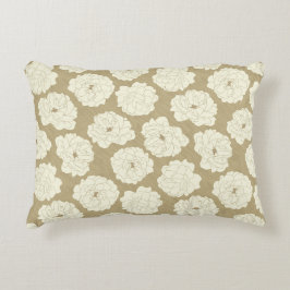 Cream-Rozen op Golden Beige - naadloos patroon. Accent Kussen
