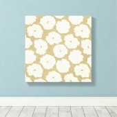 Cream-Rozen op Golden Beige - naadloos patroon. Canvas Afdruk (Insitu (Houten vloer))