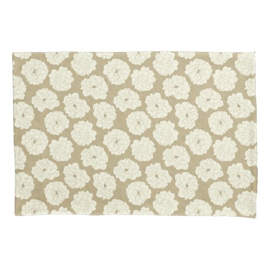 Cream-Rozen op Golden Beige - naadloos patroon. Kussensloop (Voorkant)