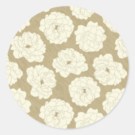 Cream-Rozen op Golden Beige - naadloos patroon. Ronde Sticker