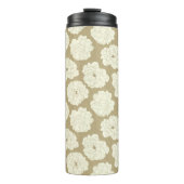 Cream-Rozen op Golden Beige - naadloos patroon. Thermosbeker (Voorkant)