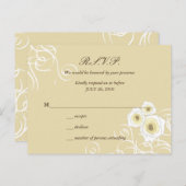 Cream Rozen & Swirls Elegant Romantisch Bruiloft R Uitnodiging Briefkaart (Voorkant / Achterkant)