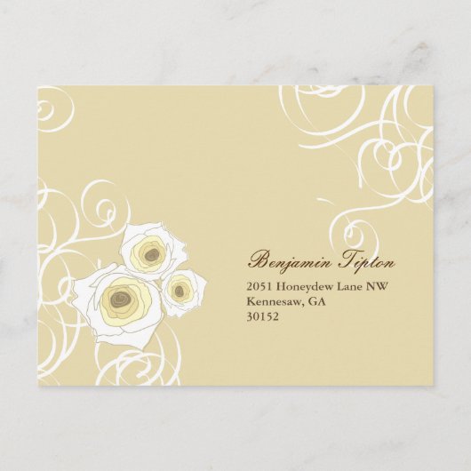 Cream Rozen & Swirls Elegant Romantisch Bruiloft R Uitnodiging Briefkaart (Achterkant)