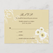 Cream Rozen & Swirls Elegant Romantisch Bruiloft R Uitnodiging Briefkaart (Voorkant)