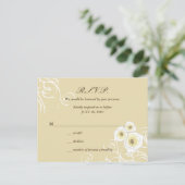Cream Rozen & Swirls Elegant Romantisch Bruiloft R Uitnodiging Briefkaart (Staand voorkant)