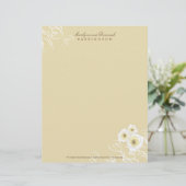 Cream Rozen & Swirls Personal Letterhead Gepersonaliseerd Briefhoofd (Staand voorkant)