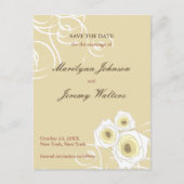 Cream Rozen Swirls Romantische Bruiloft Save The D Aankondigingskaart (Voorkant)