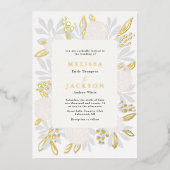 Cream Rozen Wedding Folie Uitnodiging (Voorkant)