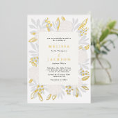Cream Rozen Wedding Folie Uitnodiging (Staand Voorkant)