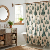 Cream Rustic Forest Tree Douchegordijn