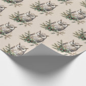 Cream Rustic Uilen en bloemen Cadeaupapier (Hoek)