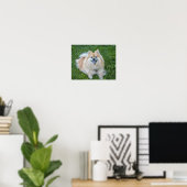 Cream Sable Pomeranian Dog in the Grass Poster (Thuiskantoor)