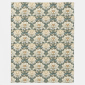 Cream Sage Green Floral Fleece Deken (Voorkant)