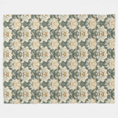 Cream Sage Green Floral Fleece Deken (Voorkant (Horizontaal))