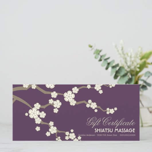 Cream Sakura Cherry Blossom Gift Certificate (Staand voorkant)