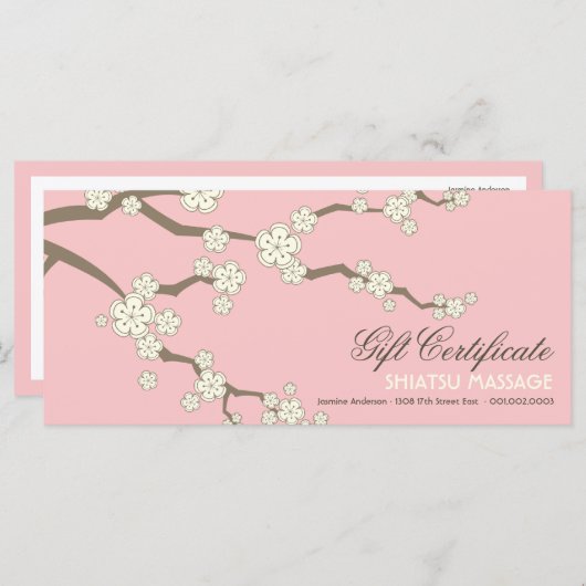 Cream Sakura Cherry Blossom Zen Gift Certificate (Voorkant / Achterkant)