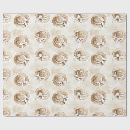 Cream Sand Beach Hats Birthday Cadeaupapier (Vlak)