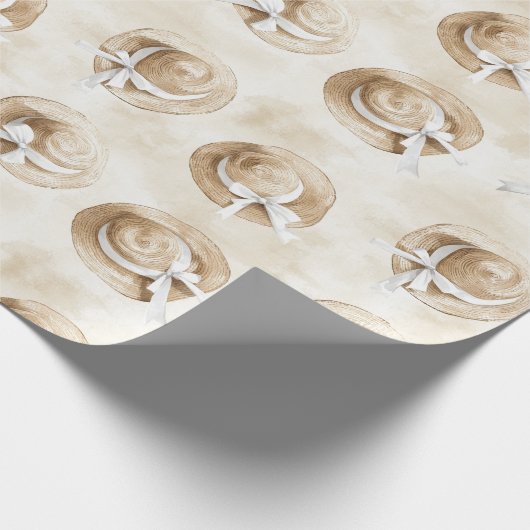Cream Sand Beach Hats Birthday Cadeaupapier (Hoek)