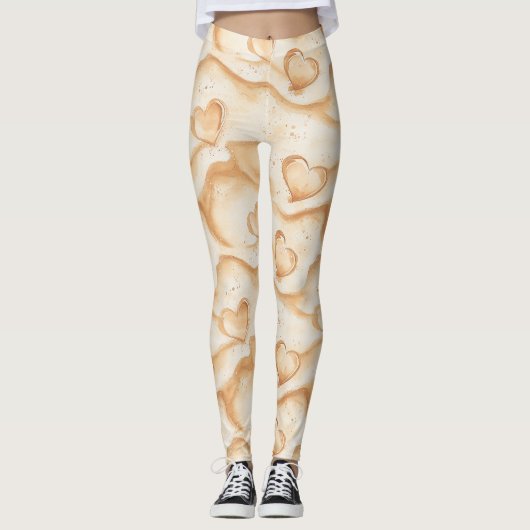Cream Sand Strand Harten Leggings (Voorkant)
