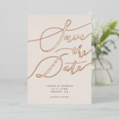 Cream Save the Date Calligraphy Folie Uitnodiging (Staand Voorkant)