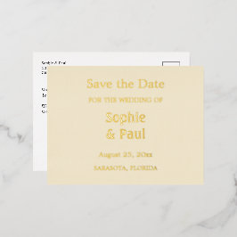 Cream Save the Date Gold Foil Invitation Briefkaar Folie Uitnodiging Briefkaart