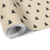 Cream scandi stijl kerst dennenboom minimalistisch cadeaupapier (Rol Hoek)