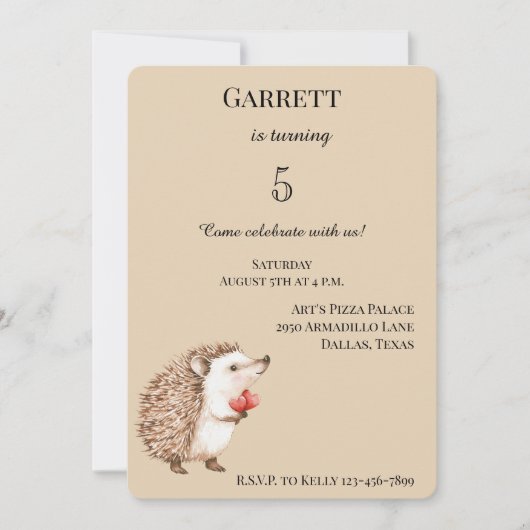 Cream Schattige Hedgehog Red Hearts Verjaardag Kaart (Voorkant)