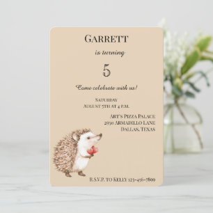 Cream Schattige Hedgehog Red Hearts Verjaardag Kaart