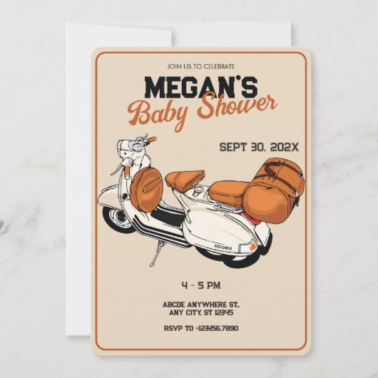 Cream scooter Baby shower Kaart (Voorkant)