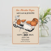 Cream scooter bruiloft kaart (Staand voorkant)