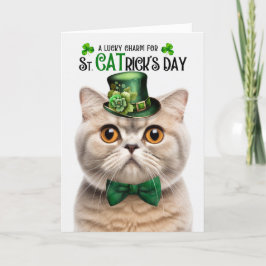 Cream Scottish Fold Lucky Charm St CATrick's Day Feestdagen Kaart