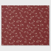 Cream Script Hearts on Burgundy– Valentine pattern Cadeaupapier (Vlak)