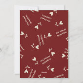 Cream Script Hearts on Burgundy– Valentine pattern Feestdagenkaart (Achterkant)